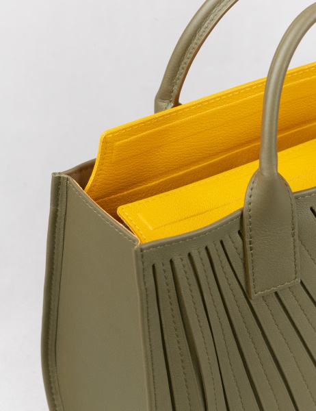 Translucent pleated tote online bag